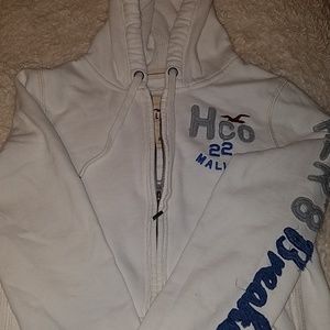 Hollister White Zip Up Sweater